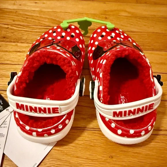 Crocs Minnie Mouse Toddler Polka Dot Fleece Lined Clogs - Picture 2 of 5